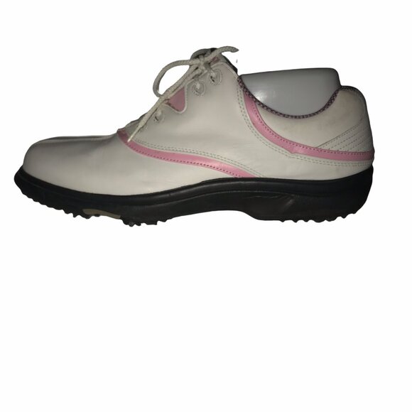 FootJoy Comfort Pink White Golf Shoes Womens 10M Lace Ups Athletic Spikes - Picture 4 of 8